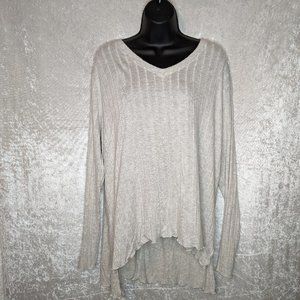 MOTE Pullover Long Sleeve Ribbed V-Neck Tunic T-Shirt Women’s Size XL – White